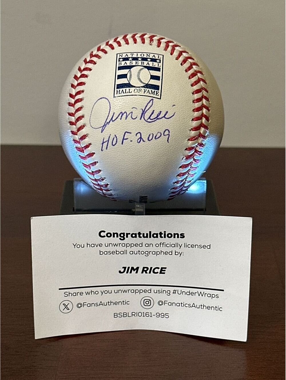 Jim Rice Boston Red Sox Autographed Hall of Fame Logo Baseball with "HOF 09"